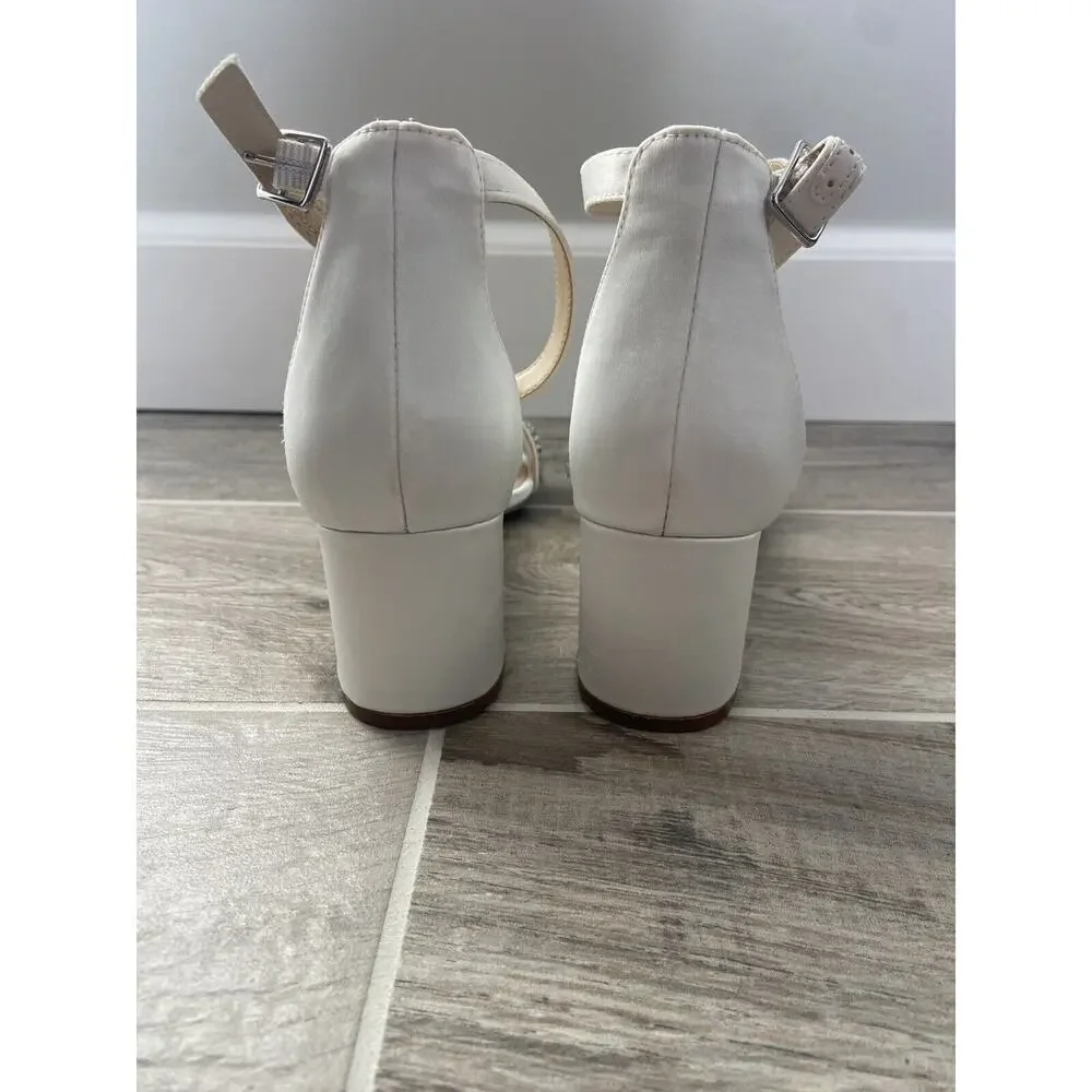 Betsey Johnson Women’s Sb-Mel Heeled Sandal Ivory Rhinestones 8 M Tried On Only - Picture 7 of 7